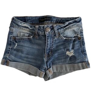 Aeropostale Womens Shorty Shorts 000 Low Rise Distressed Stretch Ripped Denim